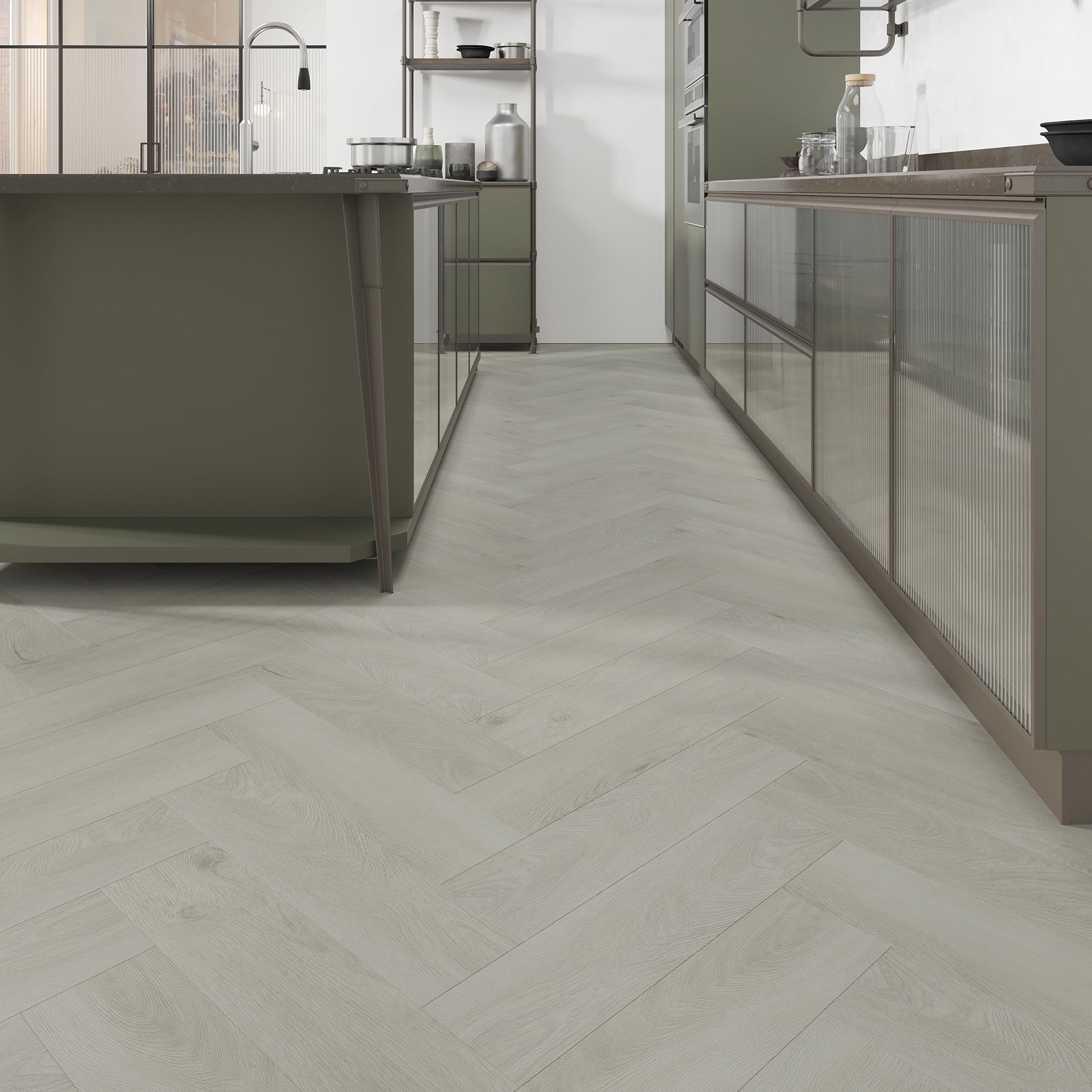 Moonlight Oak Herringbone