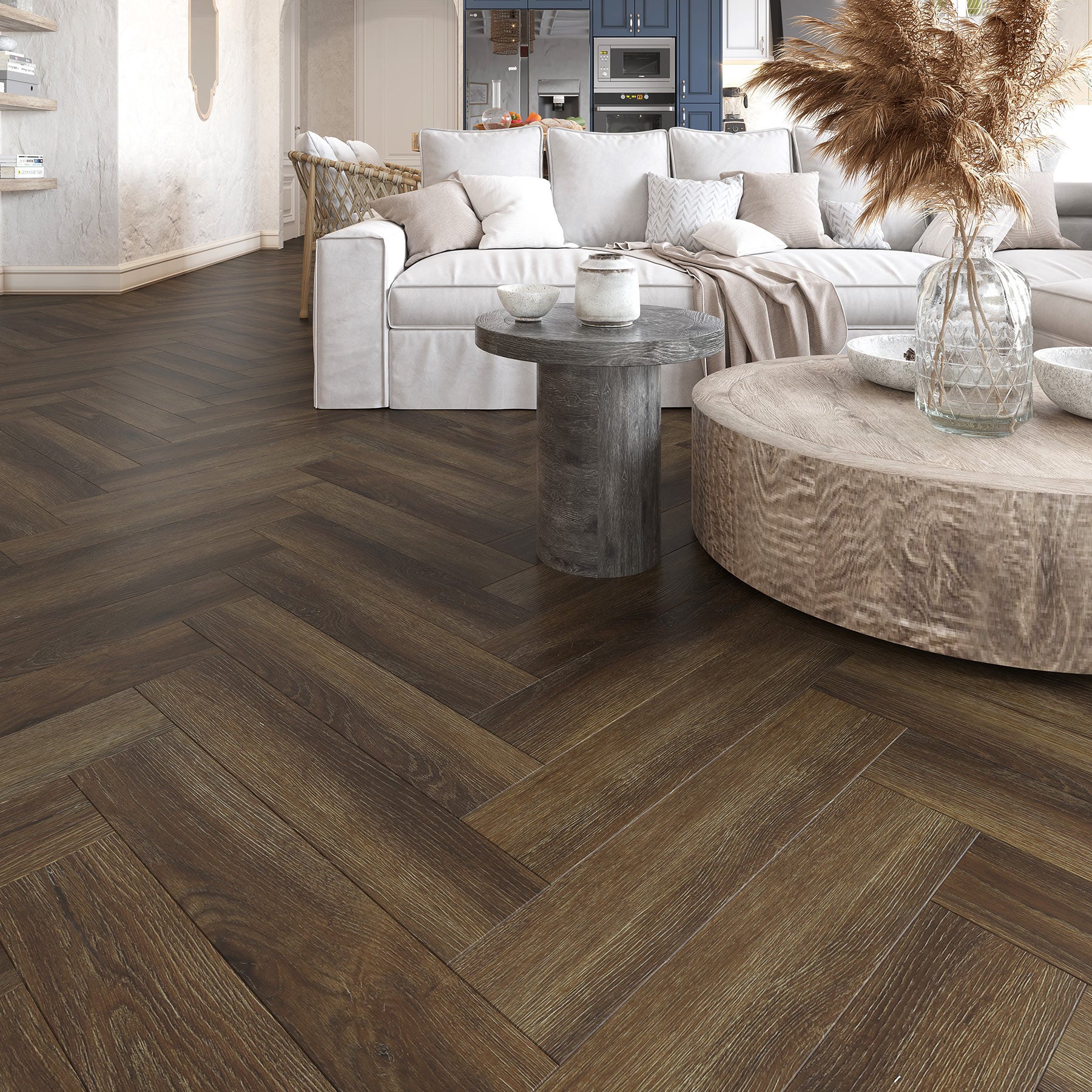 Chocolate Pine Herringbone